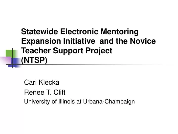 statewide electronic mentoring expansion initiative and the novice teacher support project ntsp