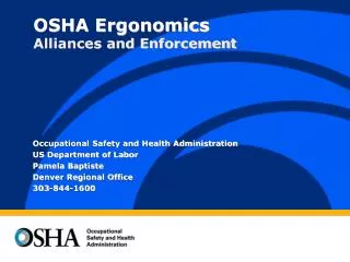 OSHA Ergonomics Alliances and Enforcement