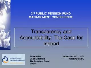 Transparency and Accountability: The Case for Ireland