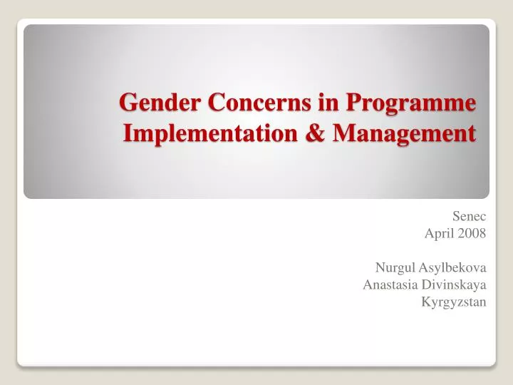 gender concerns in programme implementation management