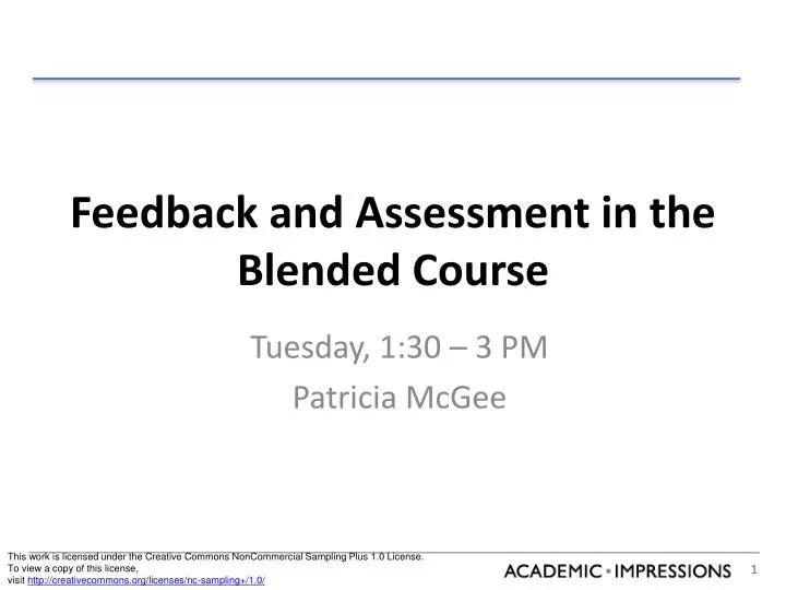 feedback and assessment in the blended course
