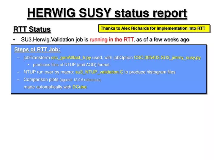 herwig susy status report
