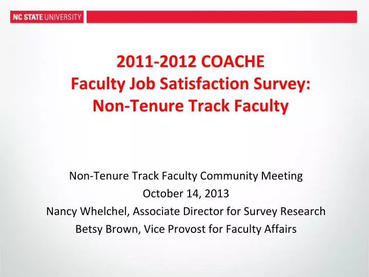 2011 2012 coache faculty job satisfaction survey non tenure track faculty
