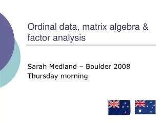 Ordinal data, matrix algebra &amp; factor analysis