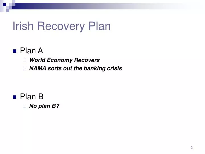 irish recovery plan