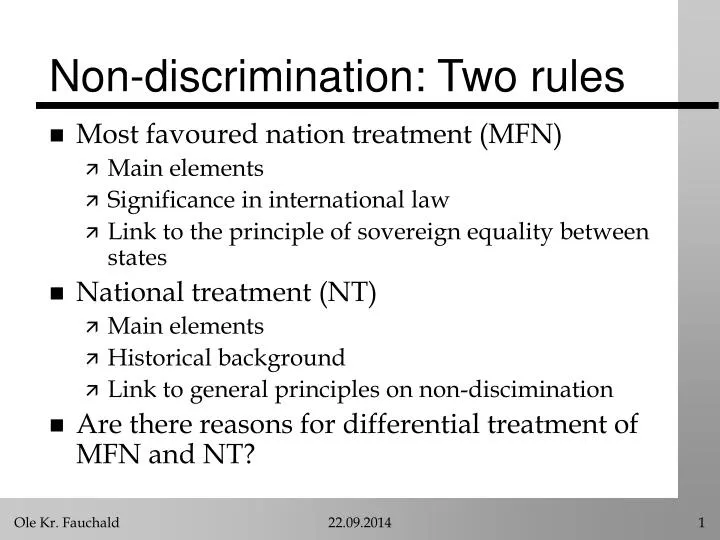 non discrimination two rules