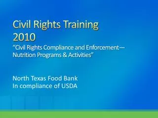 North Texas Food Bank In compliance of USDA