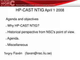 HP-CAST NTIG April 1 2008