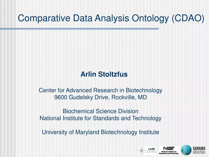 comparative data analysis ontology cdao
