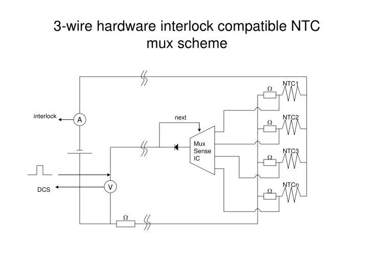 3 wire hardware interlock compatible ntc mux scheme