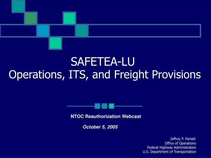 safetea lu operations its and freight provisions