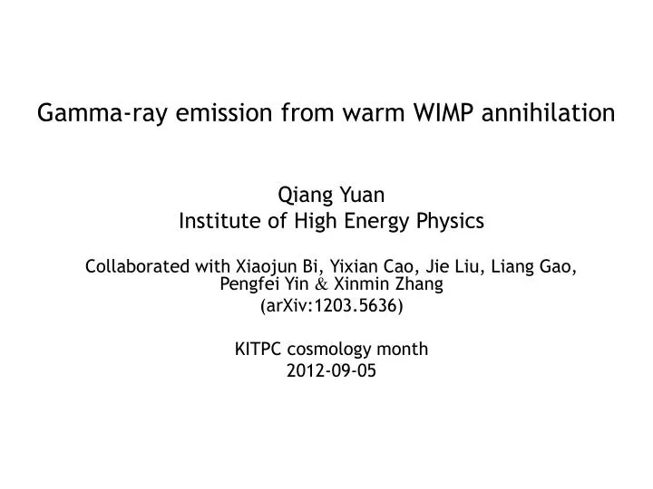 gamma ray emission from warm wimp annihilation