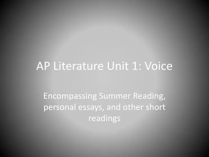 ap literature unit 1 voice
