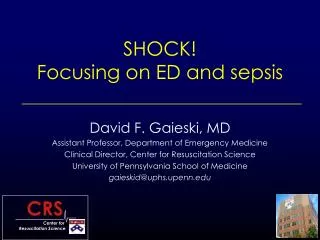 SHOCK! Focusing on ED and sepsis