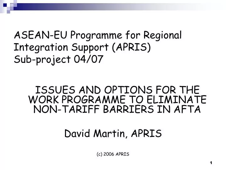 asean eu programme for regional integration support apris sub project 04 07