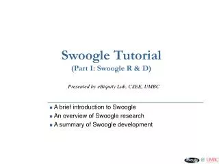 Swoogle Tutorial (Part I: Swoogle R &amp; D)