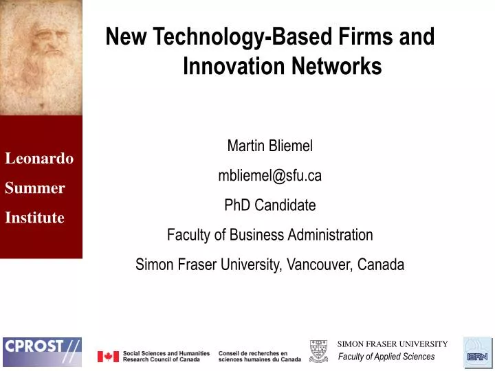 new technology based firms and innovation networks