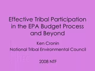 effective tribal participation in the epa budget process and beyond