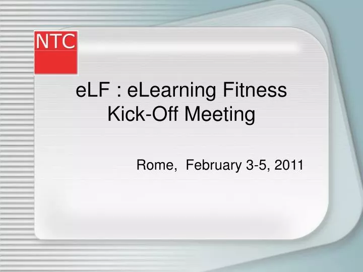 elf elearning fitness kick off meeting