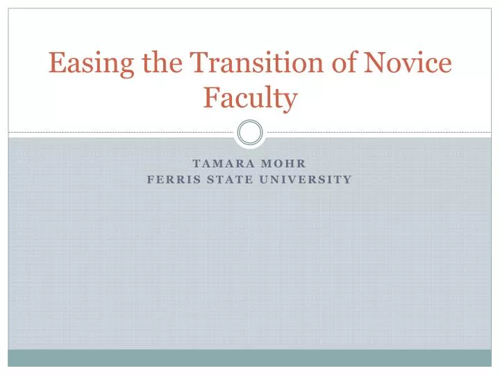 easing the transition of novice faculty