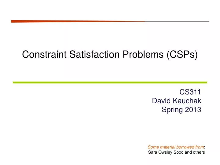 constraint satisfaction problems csps