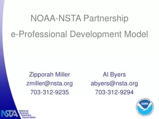 NOAA-NSTA Partnership e-Professional Development Model