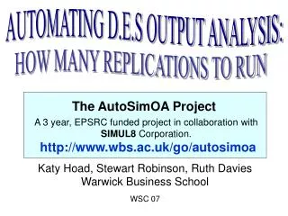 The AutoSimOA Project