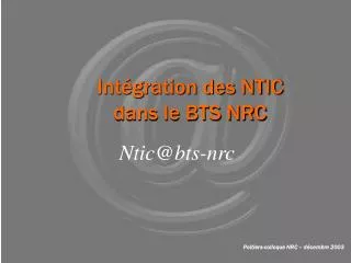 int gration des ntic dans le bts nrc