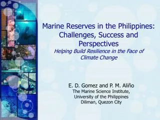 Marine Reserves in the Philippines: Challenges, Success and Perspectives