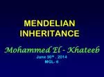 MENDELIAN INHERITANCE - slide 1