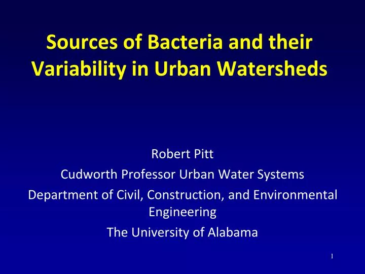sources of bacteria and their variability in urban watersheds