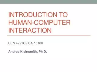 Introduction to Human-Computer Interaction