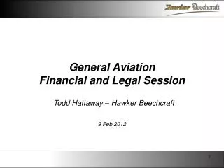 General Aviation Financial and Legal Session