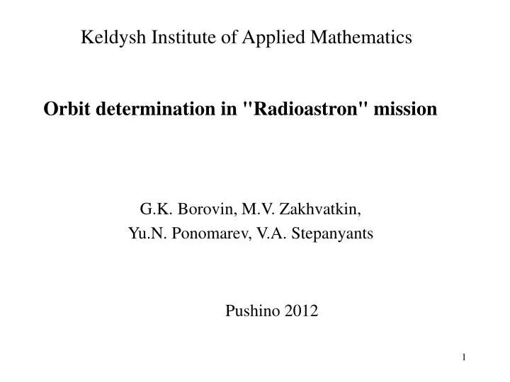 keldysh institute of applied mathematics