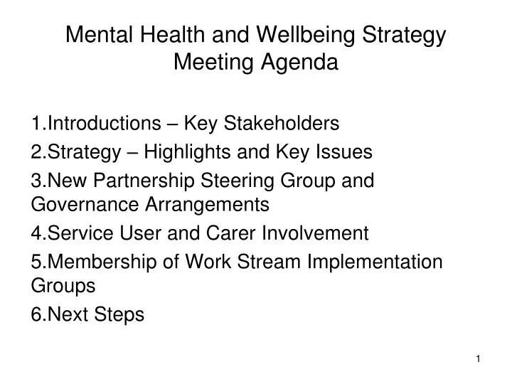 mental health and wellbeing strategy meeting agenda