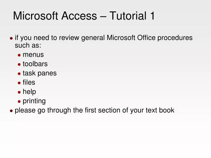 microsoft access tutorial 1