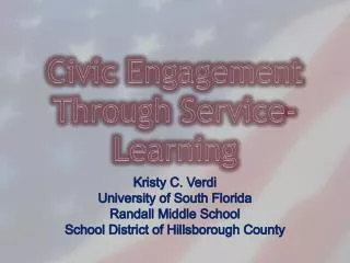 Civic Engagement Through Service-Learning