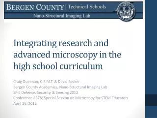 Integrating research and advanced microscopy in the high school curriculum