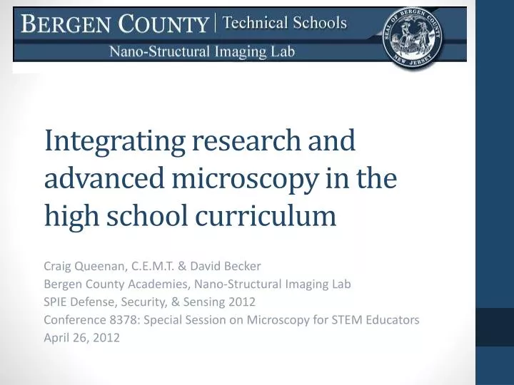 integrating research and advanced microscopy in the high school curriculum