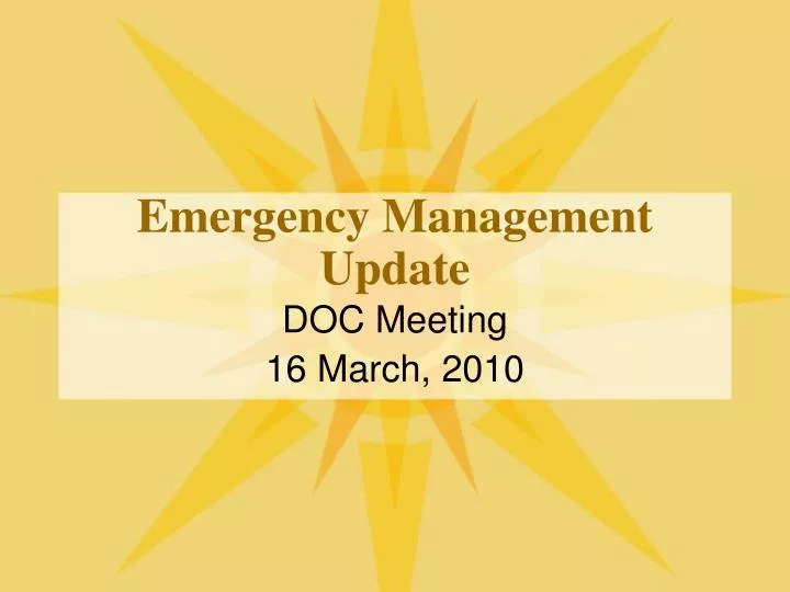 emergency management update