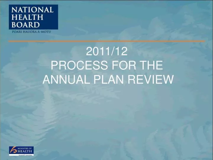 2011 12 process for the annual plan review