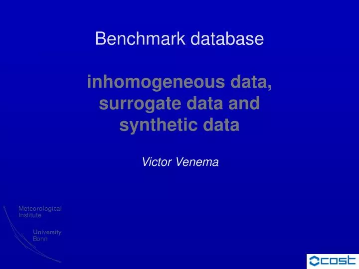 benchmark database inhomogeneous data surrogate data and synthetic data