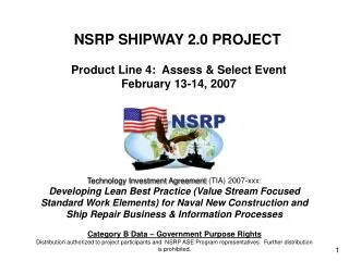 NSRP SHIPWAY 2.0 PROJECT