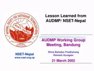 Lesson Learned from AUDMP/ NSET-Nepal