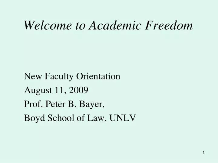 welcome to academic freedom