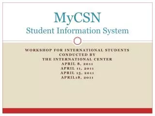 MyCSN Student Information System