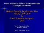 National Strategic Development Plan (NSDP) 2006-2010: A Comprehensive Approach to Poverty Reduction - slide 1