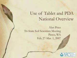 Use of Tablet and PDA National Overview