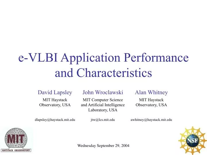 e vlbi application performance and characteristics