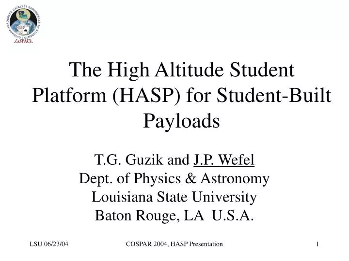 the high altitude student platform hasp for student built payloads